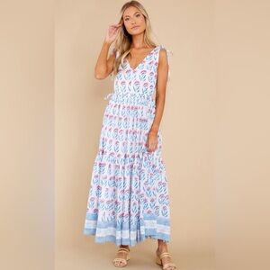 New Oliphant Cinched V-Neck Maxi, Poppy Blue